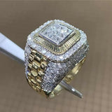 Ring for Men Women, Fashion Inlaid White Zircon Stones