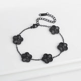 Classic Luxury Stainless Steel Bracelet Ladies Adjustable Five Flower Bracelets for Women New Fashion Party Jewelry Gifts Clover