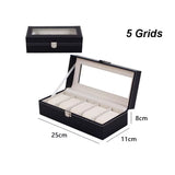 DELESYS Classic Style 2/3/4/5/6/8/10/12/20 Slots PU Leather Watch Display Case Organizer Jewelry Storage Box with Glass Top