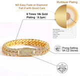 Luxury Jewelry Bling CZ Cuban Link Bracelet Two Row Zircon Copper Miami Cuban Bracelet Iced Out Hip Hop Men Women
