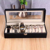 DELESYS Classic Style 2/3/4/5/6/8/10/12/20 Slots PU Leather Watch Display Case Organizer Jewelry Storage Box with Glass Top