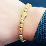 Luxury Stainless Steel Cross Charms Man Bracelet for Women Titanium Steel Beaded Jewelry Gift