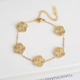 Five Leaf Flower Adjustable Bracelet Vintage for Men