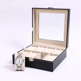 DELESYS Classic Style 2/3/4/5/6/8/10/12/20 Slots PU Leather Watch Display Case Organizer Jewelry Storage Box with Glass Top