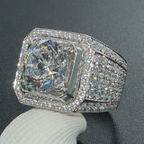 Sale 5-12 White Golden Iced Out Hiphop Engagement Rings CZ Pinky Men Women Full Crystal Ring
