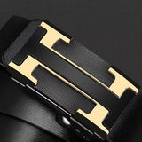 2024 Casual Famous Width 3.4Cm Brand Belt Men Top Quality Genuine Leather Belts for Men Luxury Strap Male Metal Automatic Buckle