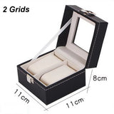 DELESYS Classic Style 2/3/4/5/6/8/10/12/20 Slots PU Leather Watch Display Case Organizer Jewelry Storage Box with Glass Top