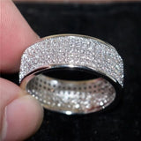 Silver and Gold Color Ring, White Zircon Ring Men