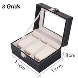 DELESYS Classic Style 2/3/4/5/6/8/10/12/20 Slots PU Leather Watch Display Case Organizer Jewelry Storage Box with Glass Top