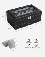 2024 New 12 Slot Leather Lockable Watch Storage Boxes,Men & Women'S Jewelry Display Drawer Case, 2-Tier Organizer Watch Showcase