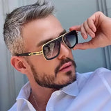Retro Men'S Square Sunglasses Brand Designer Men'S Ladies Fashion Luxury Classic Big Frame Gradient Driving Sunglasses UV400
