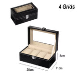 DELESYS Classic Style 2/3/4/5/6/8/10/12/20 Slots PU Leather Watch Display Case Organizer Jewelry Storage Box with Glass Top