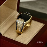 2024 Classic Men'S Ring Fashion Metal Gold Color Inlaid Black Stone Zircon Punk Rings for Men Engagement Wedding Luxury Jewelry