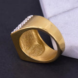 Hip Hop Iced Out Bling Big Square Ring Male Gold Color Stainless Steel Cubic Zirconia Rapper Rings for Men Fashion Jewlery Gift
