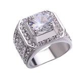 Sale 5-12 White Golden Iced Out Hiphop Engagement Rings CZ Pinky Men Women Full Crystal Ring