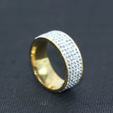 Silver and Gold Color Ring, White Zircon Ring Men