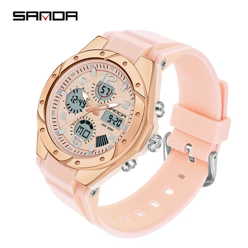Fashion Ladies Dress Digital Watch Led Light Dual Time Electronic Wristwatches Women'S Watches Top Brand  Clock Hour 2022