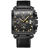 Luxury Black Leather Strap Quartz Wrist Watch