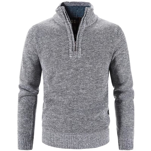 Winter Men'S Fleece Thicker Sweater Half Zipper Turtleneck Warm Pullover Quality Male Slim Knitted Wool Sweaters for Spring