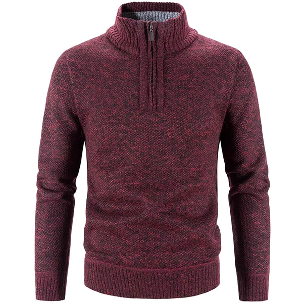 Winter Men'S Fleece Thicker Sweater Half Zipper Turtleneck Warm Pullover Quality Male Slim Knitted Wool Sweaters for Spring