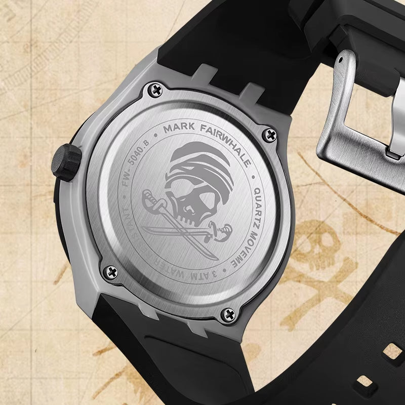 Luminous Pirates of the Caribbean Dial Fashion Quartz Watch for Men Waterproof Silicone Strap Men Watches Reloj Hombre