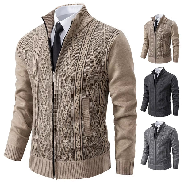 2023 Autumn and Winter New Cashmere Padded Warm Casual Men'S Knitted Sweater Coat