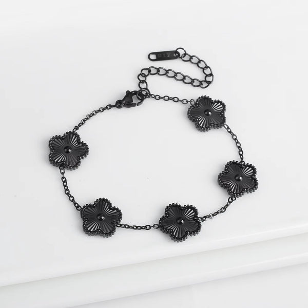 Classic Luxury Stainless Steel Bracelet Ladies Adjustable Five Flower Bracelets for Women New Fashion Party Jewelry Gifts Clover