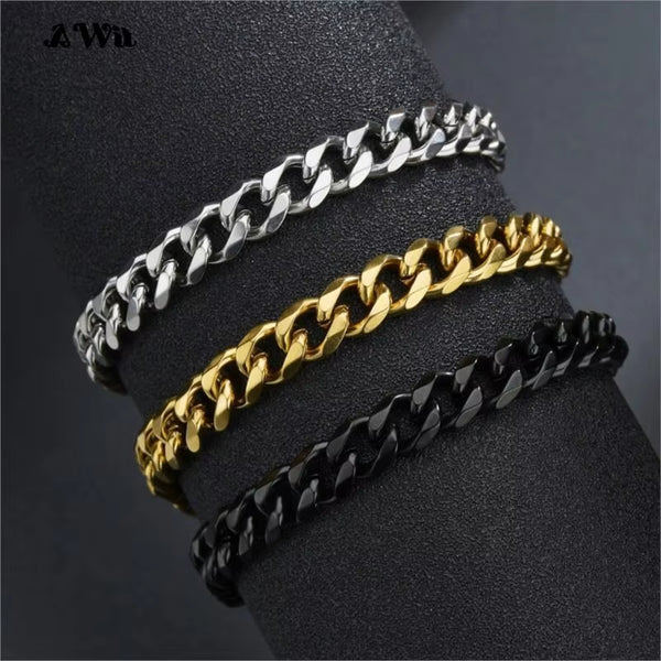 Stainless Steel Men Cuban Chain Bracelet 