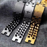 Mens Stainless Steel Bracelet Gold Color Cuban Chain Jesus Cross Bracelet Man High Quality Jewelry Male Birthday Gift