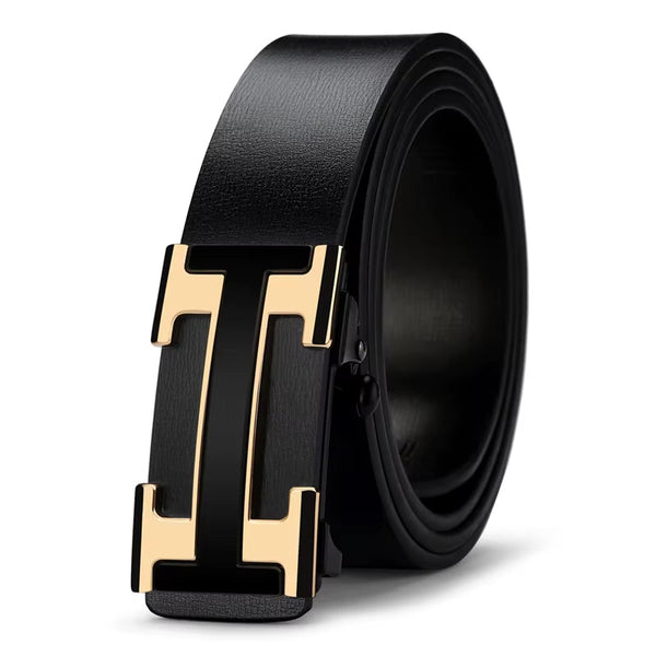 2024 Casual Famous Width 3.4Cm Brand Belt Men Top Quality Genuine Leather Belts for Men Luxury Strap Male Metal Automatic Buckle