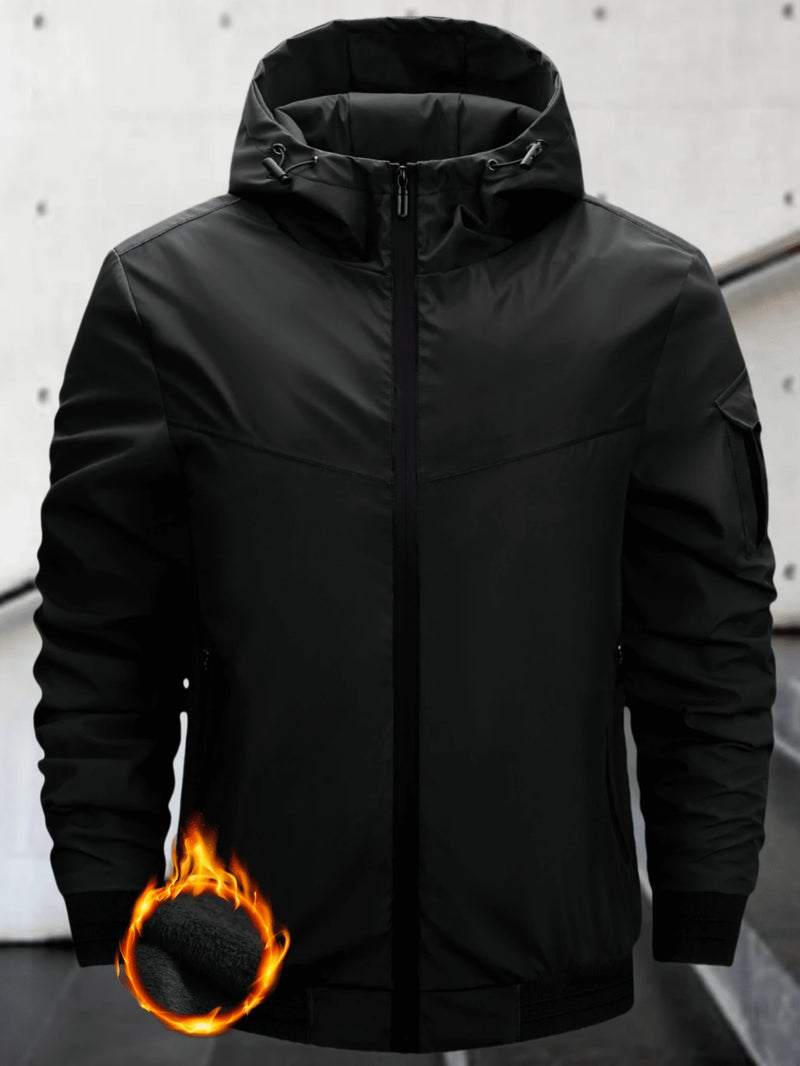 Outdoor Sports Hooded Windbreaker, Thick Warm Jacket