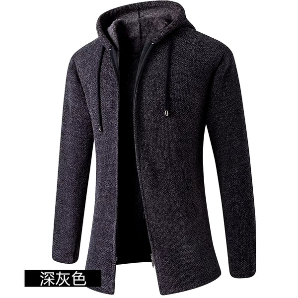 Plus Cashmere Cardigan Coat Sweater Male Korean Version of the Trend in Autumn and Winter Long Sweater Trench Coat