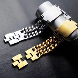 Mens Stainless Steel Bracelet Gold Color Cuban Chain Jesus Cross Bracelet Man High Quality Jewelry Male Birthday Gift