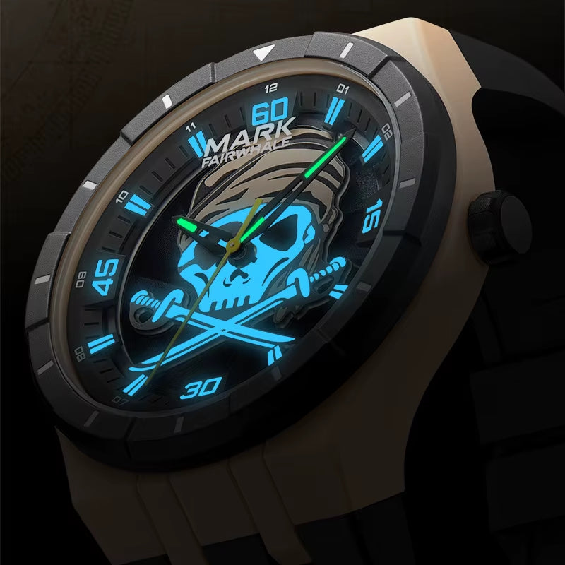 Luminous Pirates of the Caribbean Dial Fashion Quartz Watch for Men Waterproof Silicone Strap Men Watches Reloj Hombre