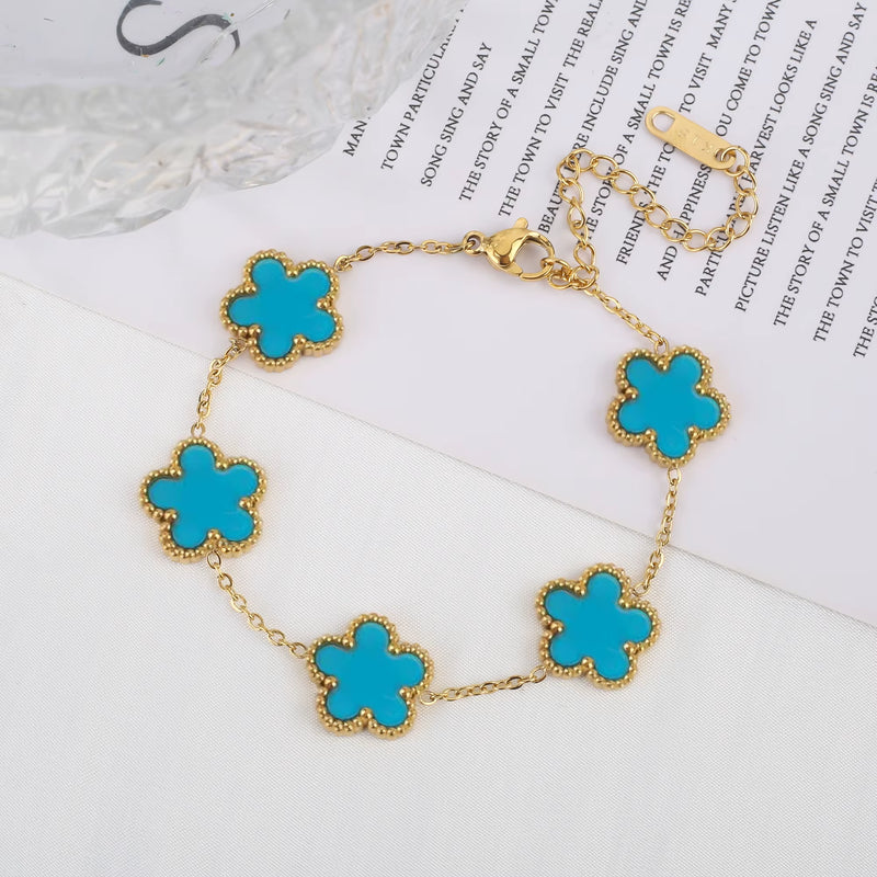 Five Leaf Flower Adjustable Bracelet Vintage for Men 